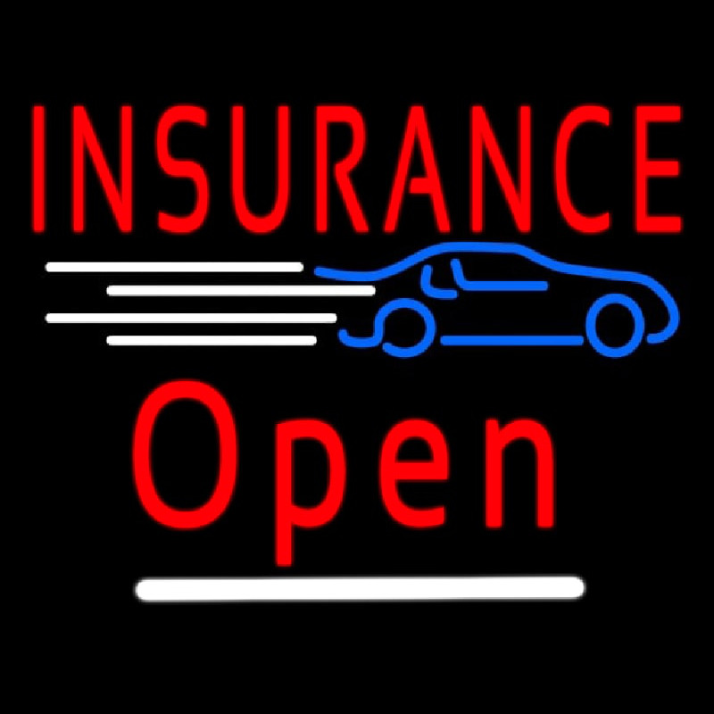 Custom Car Insurance Open Neon Sign USA