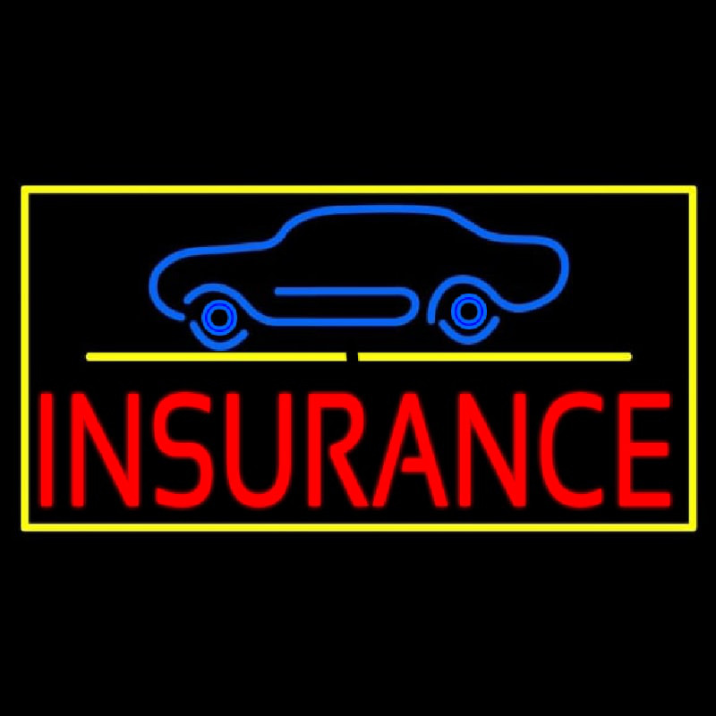 Custom Car Logo Yellow Line Insurance With Border Neon Sign USA
