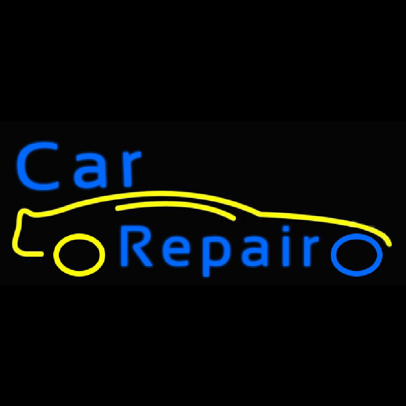 Custom Car Repair Yellow Car Neon Sign USA