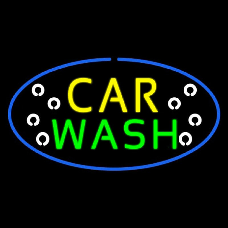 Custom Car Wash Block Oval Neon Sign USA