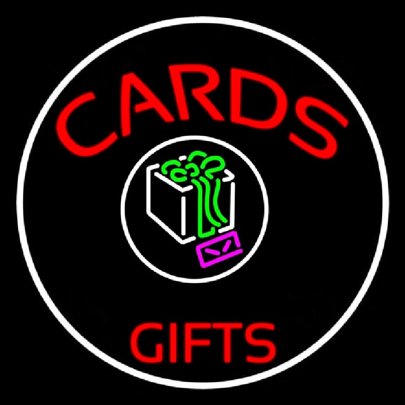 Custom Cards And Gifts Block Logo Neon Sign USA