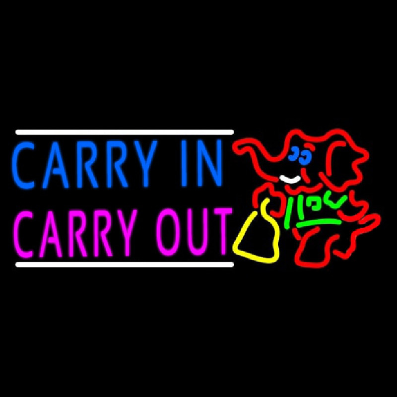 Custom Carry In Carry Out With Elephant Neon Sign USA