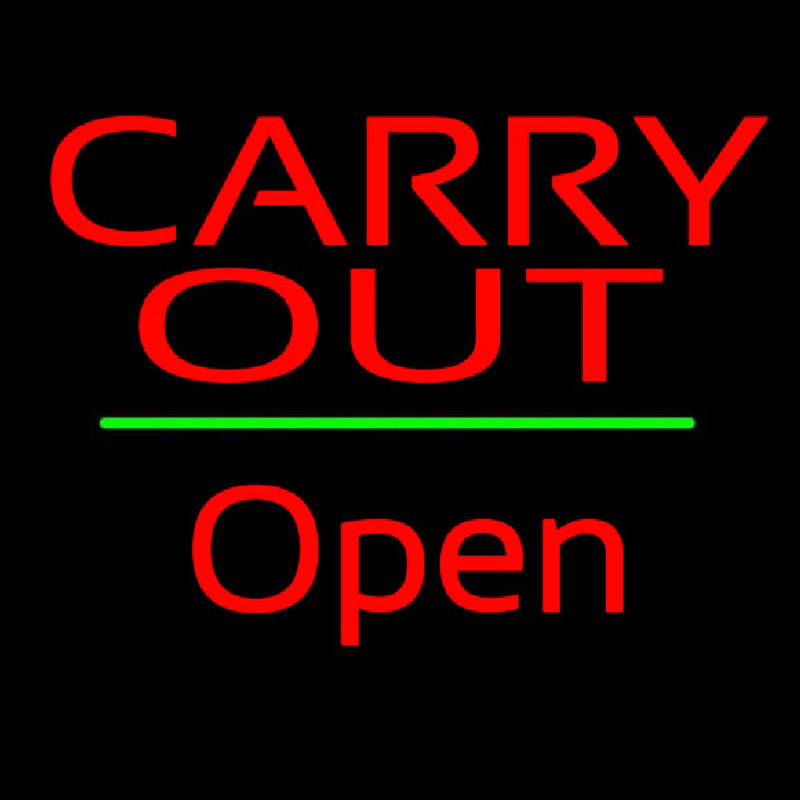 Custom Carry Out Open Green Line Neon Sign USA