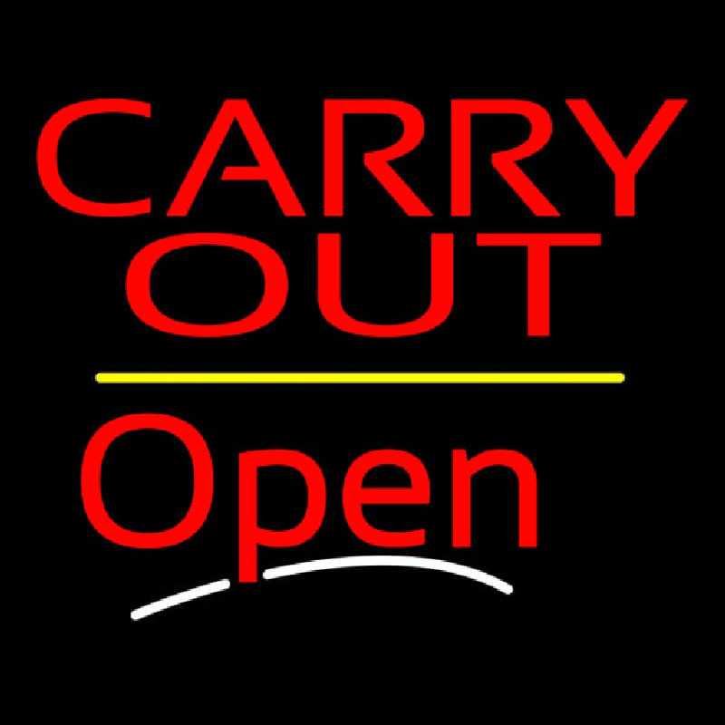 Custom Carry Out Open Yellow Line Neon Sign USA