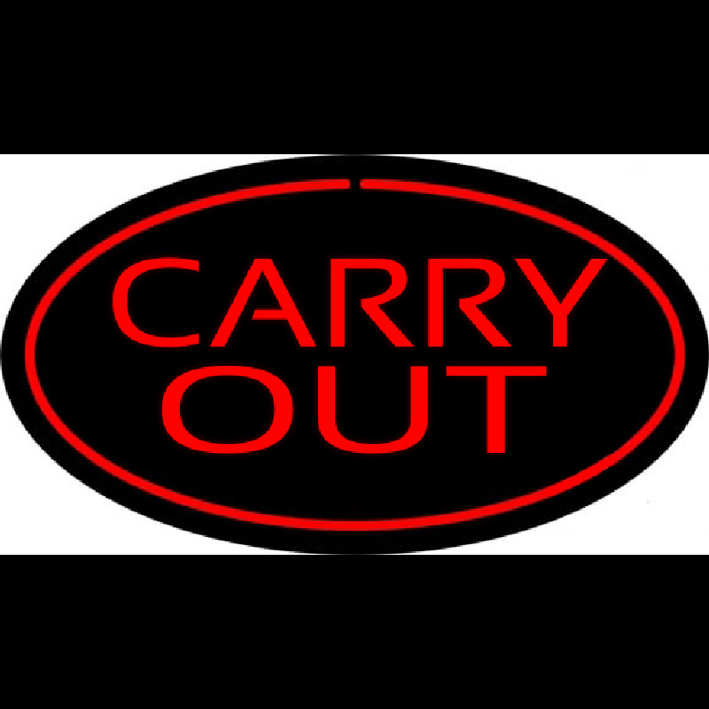 Custom Carry Out Oval Red Neon Sign USA