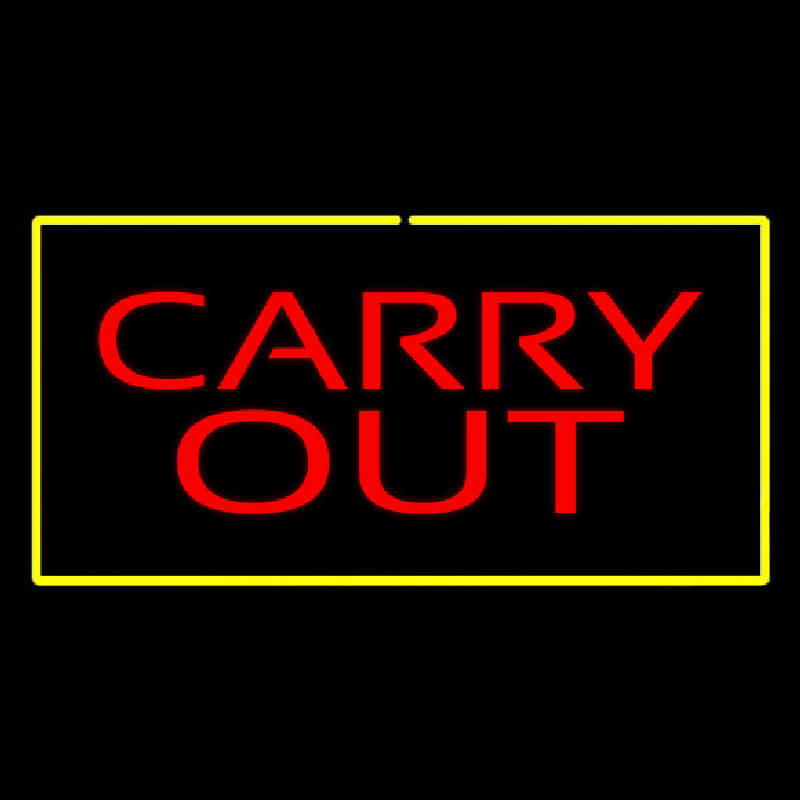 Custom Carry Out Rectangle Yellow Neon Sign USA