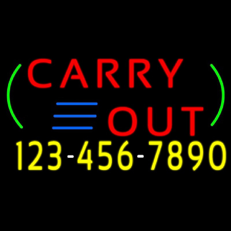 Custom Carry Out With Phone Number Neon Sign USA