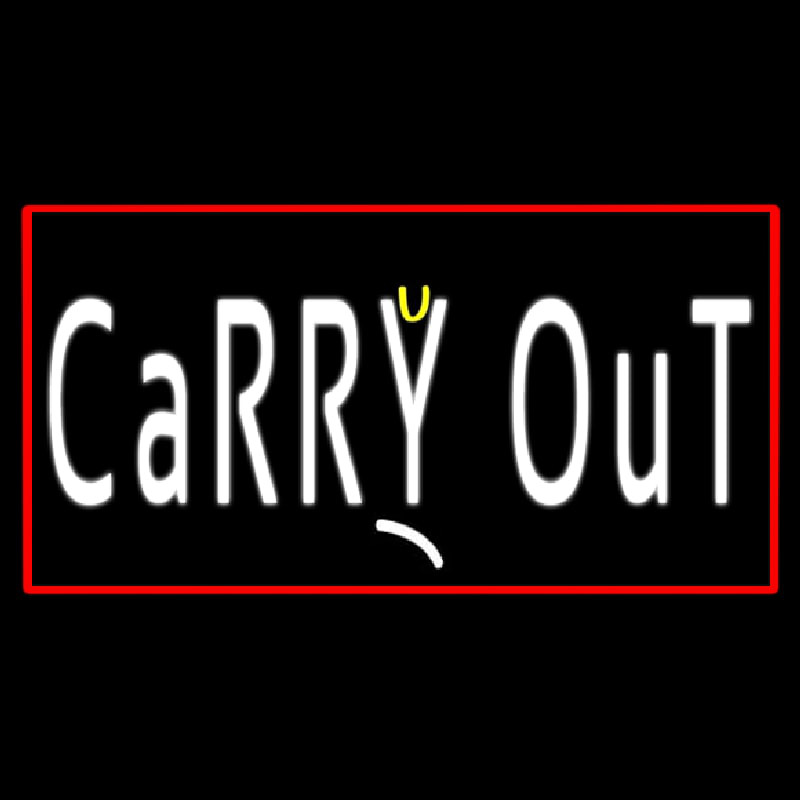 Custom Carry Out With Red Border Neon Sign USA