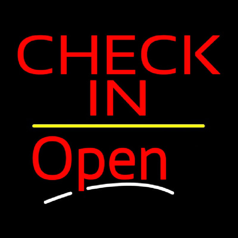 Custom Check In Open Yellow Line Neon Sign USA