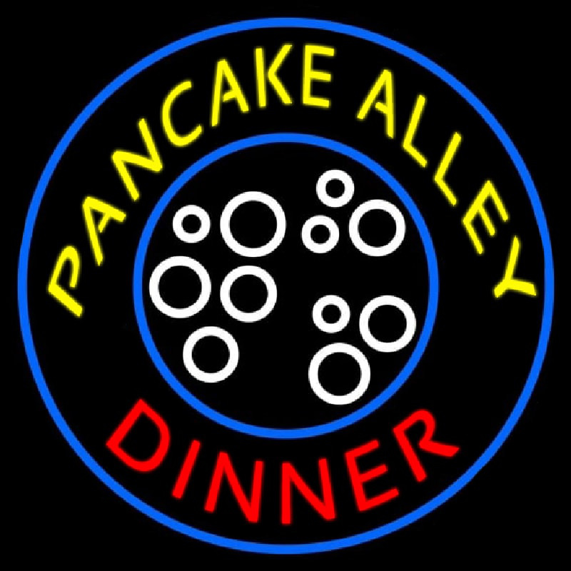 Custom Circle Pancake Alley Dinner Neon Sign USA