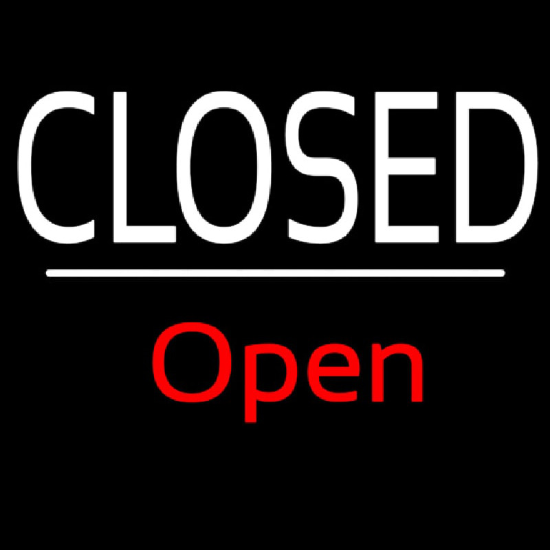 Custom Closed Script1 Open White Line Neon Sign USA