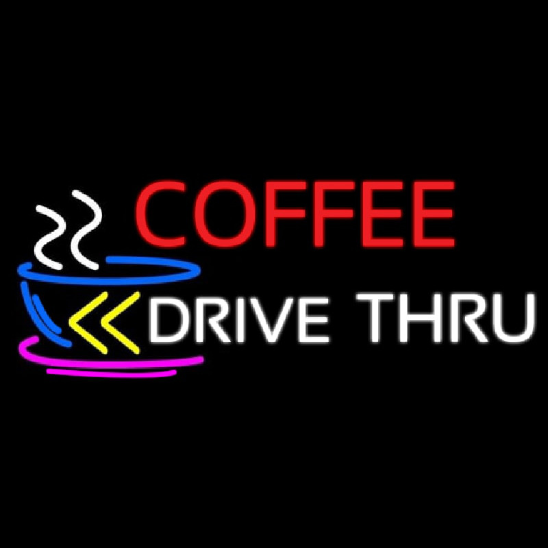 Custom Coffee Drive Thru With Yellow Arrow Neon Sign USA