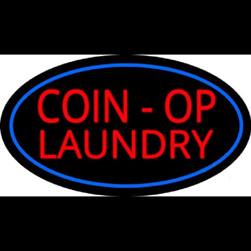Custom Coin Op Laundry Oval Blue Neon Sign USA
