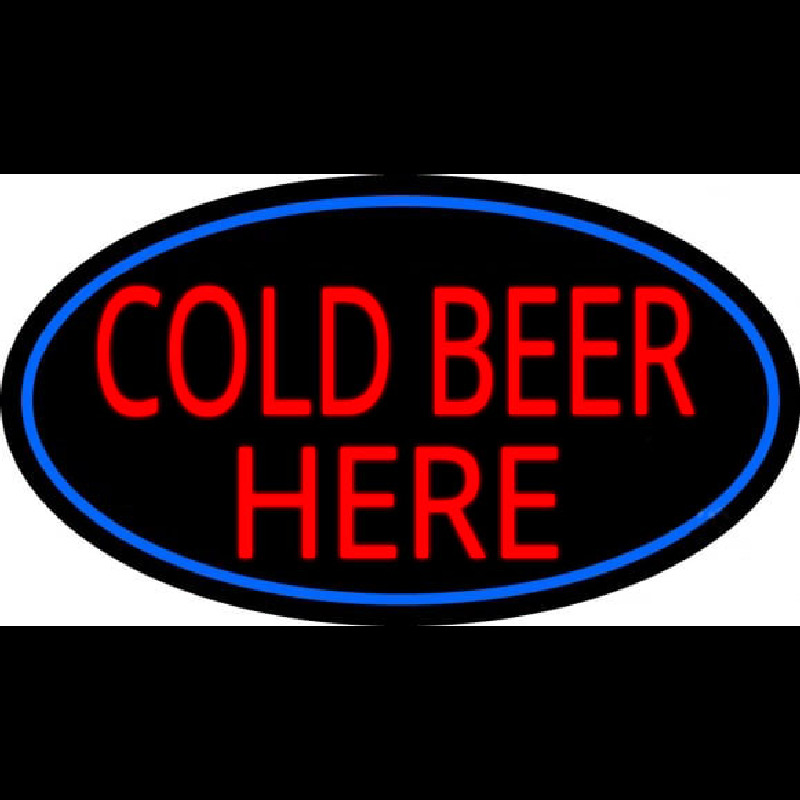 Custom Cold Beer Here With Blue Border Neon Sign USA