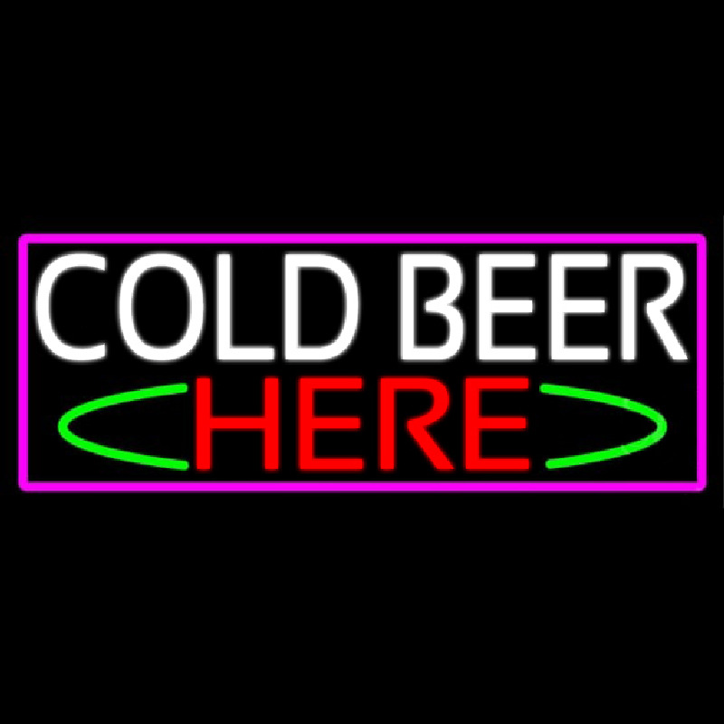 Custom Cold Beer Here With Pink Border Neon Sign USA
