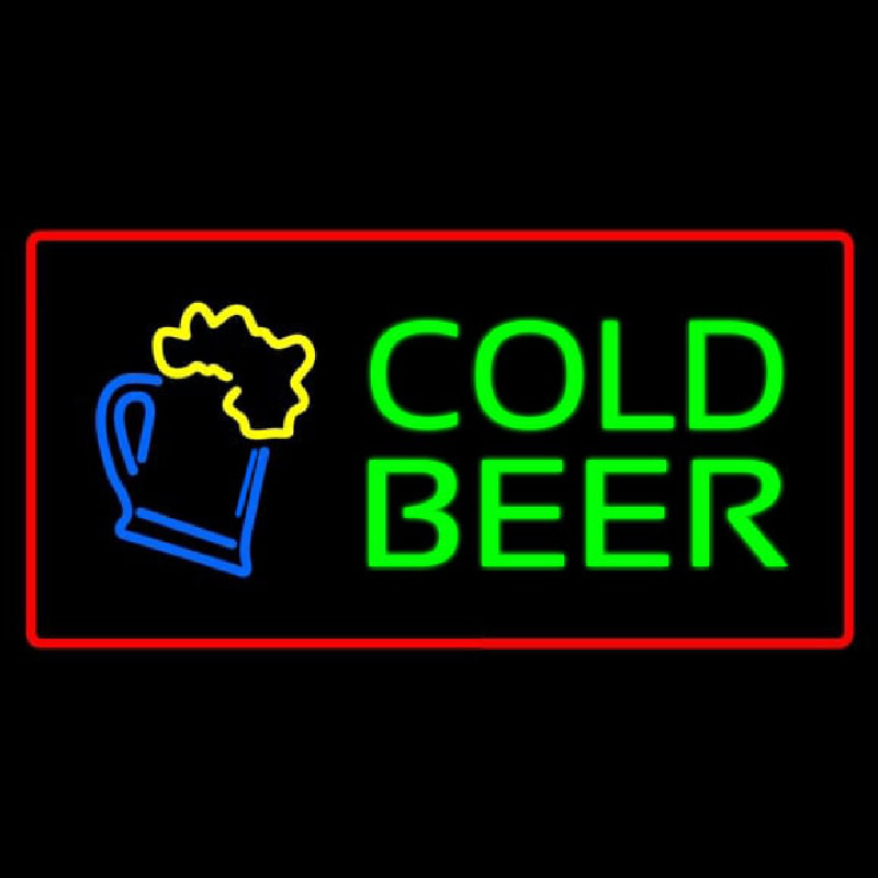 Custom Cold Beer with Red Border Neon Sign USA