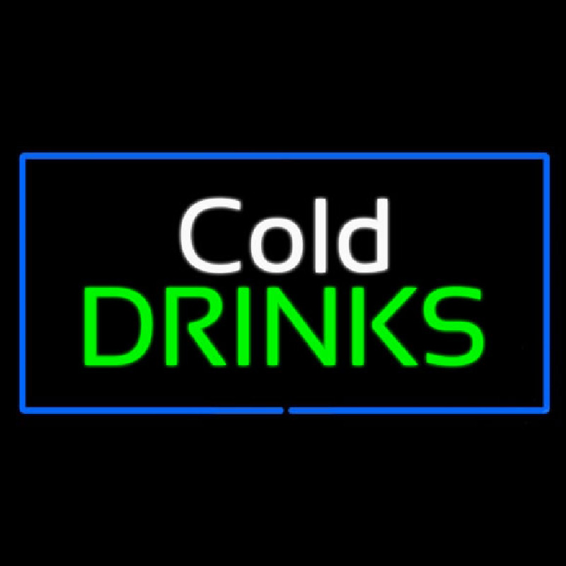 Custom Cold Drinks Rectangle Blue Neon Sign USA