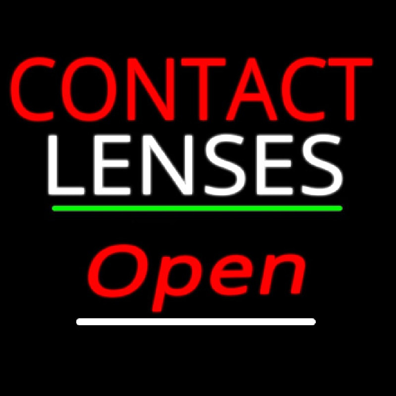 Custom Contact Lenses Open Green Line Neon Sign USA