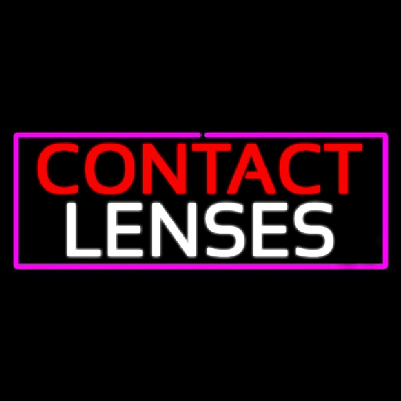 Custom Contact Lenses Rectangle Pink Neon Sign USA