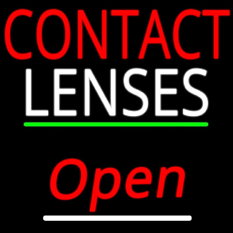 Custom Contact Lenses Script2 Open Green Line Neon Sign USA