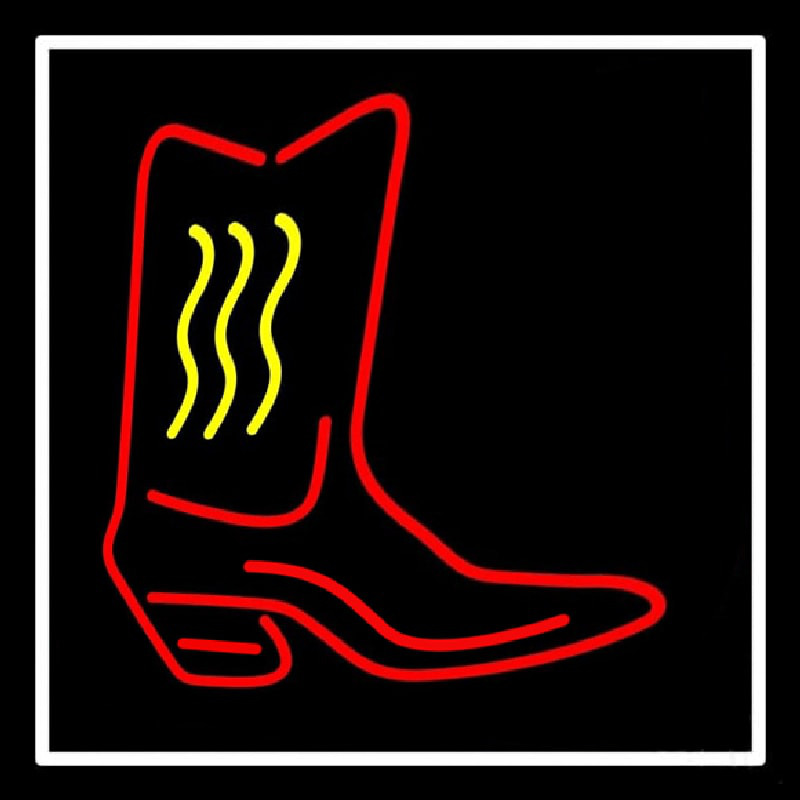 Custom Cowboy Boot With Border Neon Sign USA