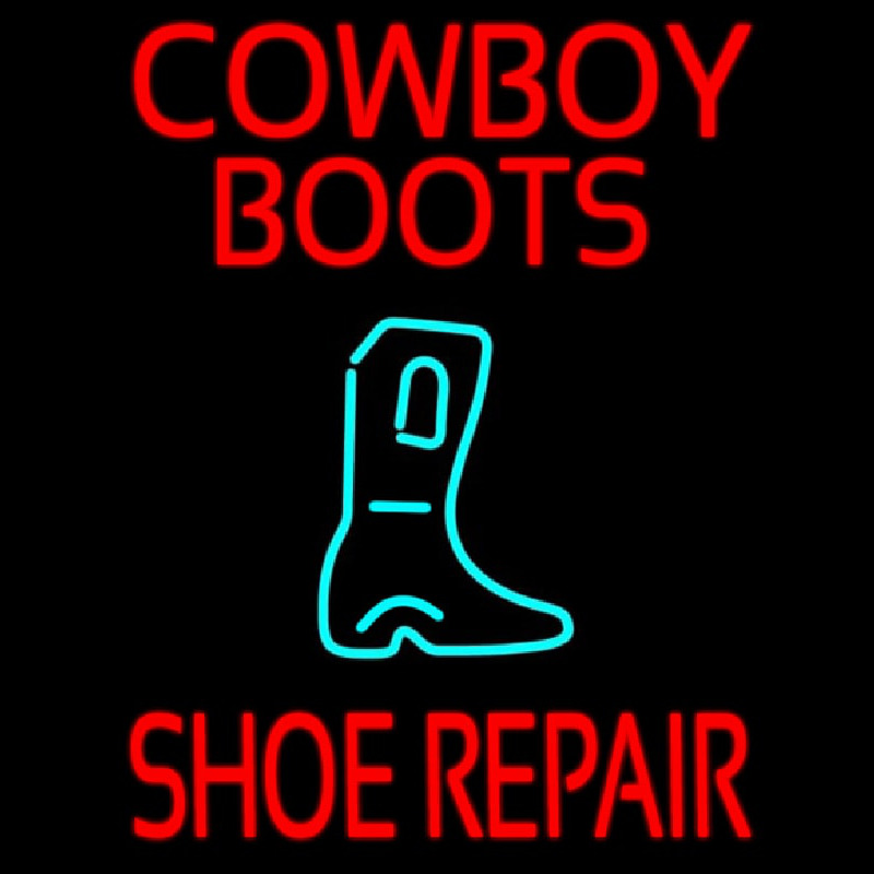 Custom Cowboy Boots Shoe Repair Neon Sign USA