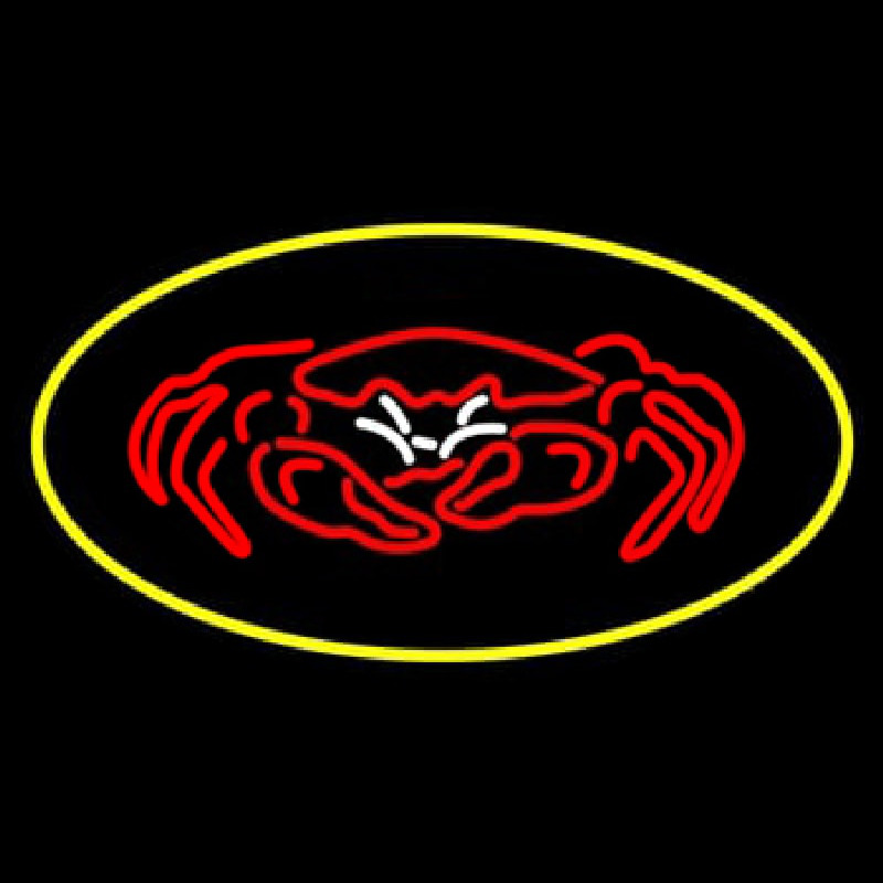 Custom Crab Seafood Logo Oval Yellow Neon Sign USA