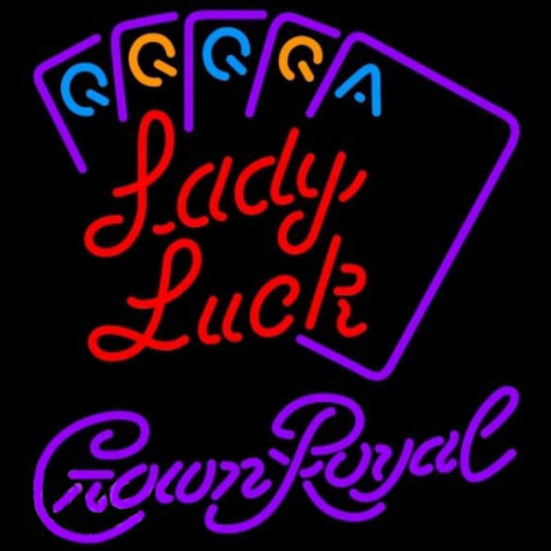 Custom Crown Royal Poker Lady Luck Series Beer Sign Neon Sign USA