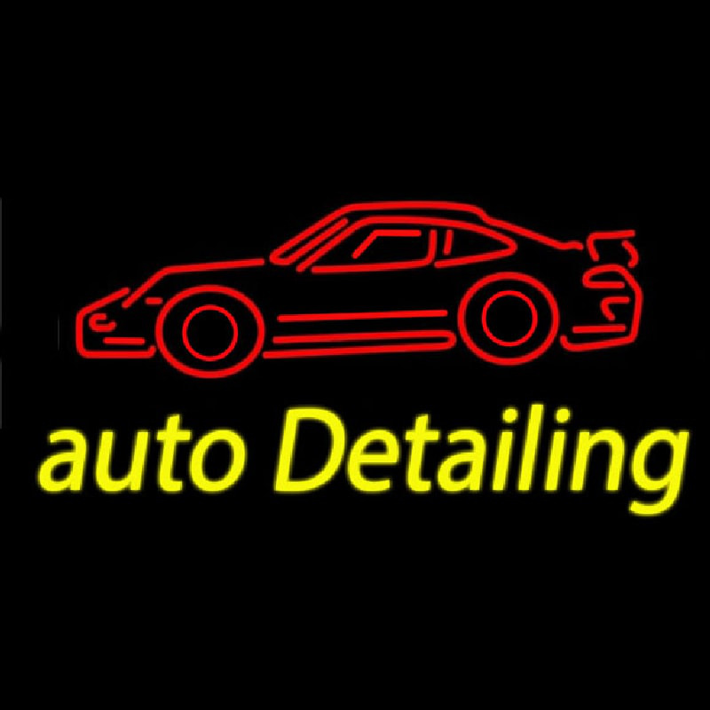 Custom Cursive Auto Detailing With Car Logo 1 Neon Sign USA