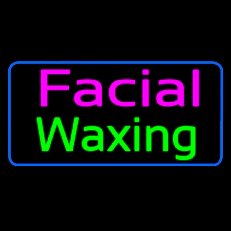 Custom Cursive Facial Waxing Blue Border Neon Sign USA