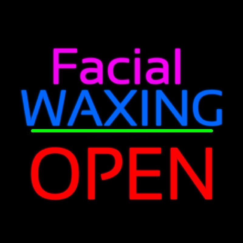 Custom Cursive Pink Facial Waxing Block Red Open Neon Sign USA