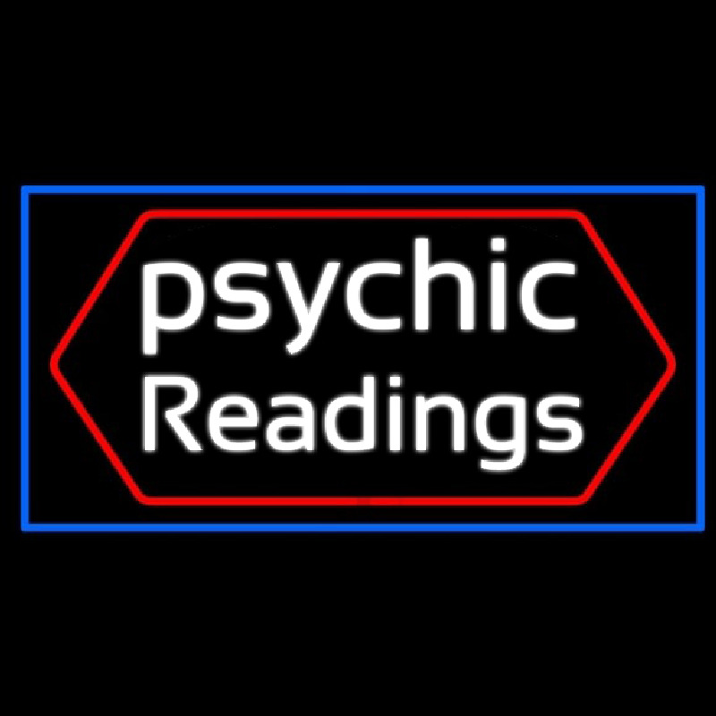 Custom Cursive Psychic Readings With Blue Border Neon Sign