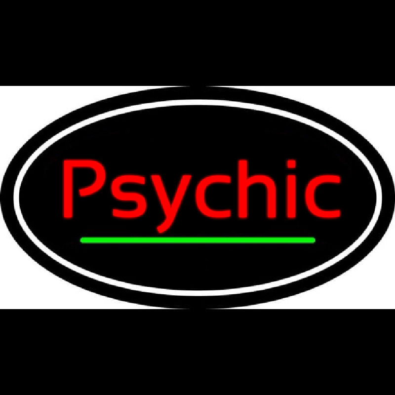 Custom Cursive Red Psychic White Border With Green Line Neon Sign USA
