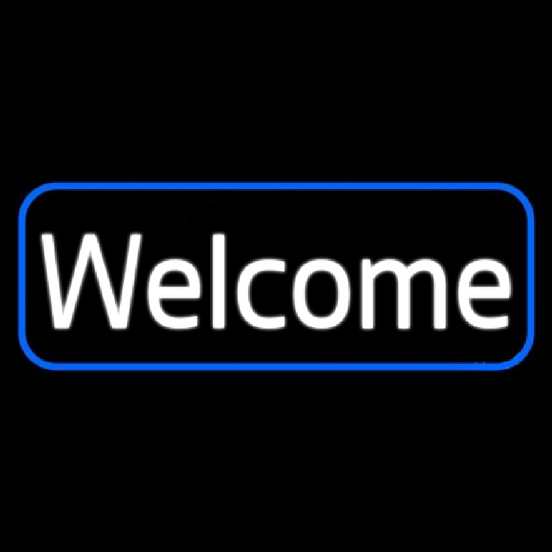 Custom Cursive Welcome With Blue Border Neon Sign USA