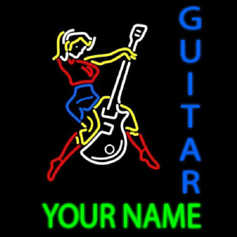 Custom Custom Guitar Logo And Blue Guitar Neon Sign USA