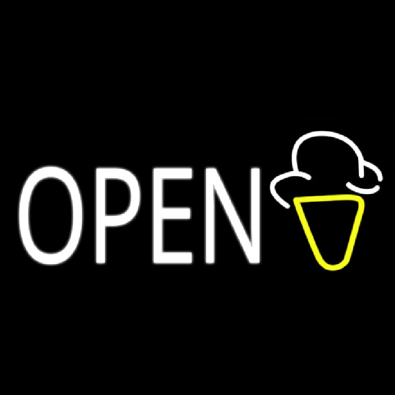 Custom Custom White Open Ice Cream Cone 1 Neon Sign USA