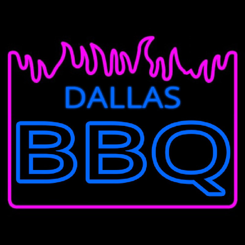 Custom Dallas Bbq With Fire Neon Sign USA