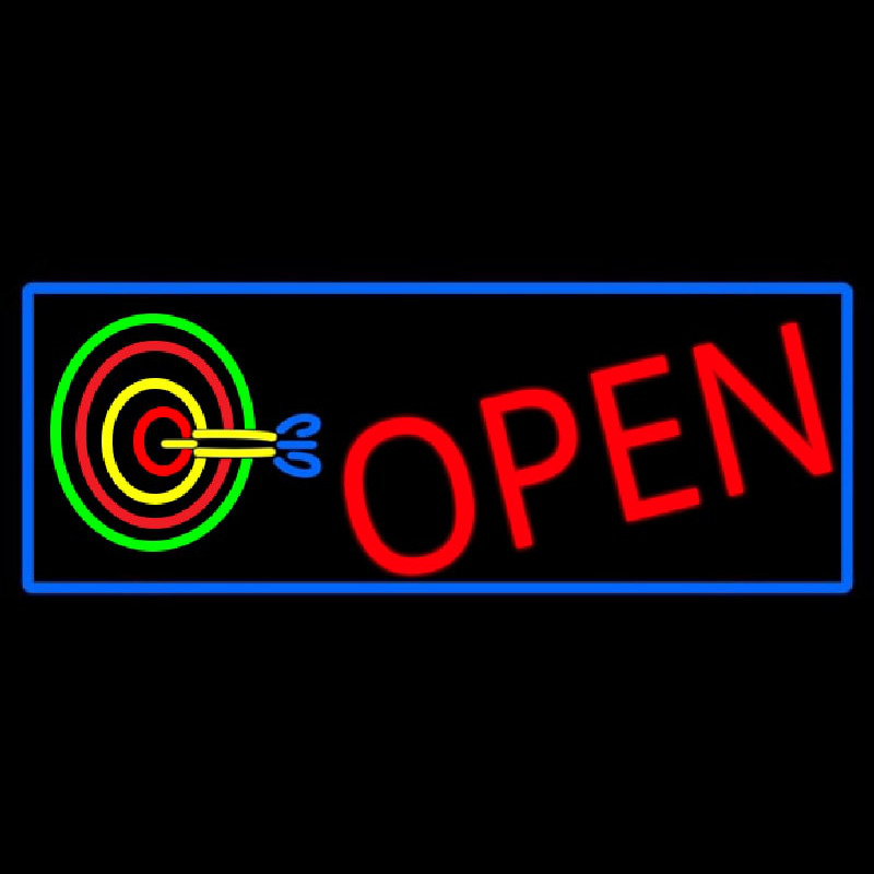 Custom Dart Board Open With Blue Border Neon Sign USA