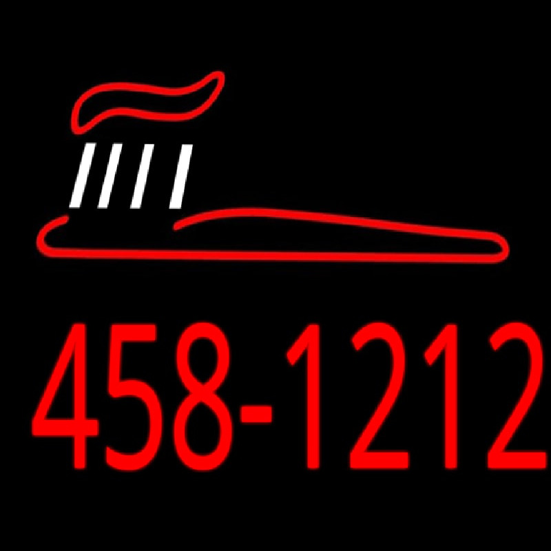 Custom Dentist Brush Logo With Phone Number Neon Sign USA