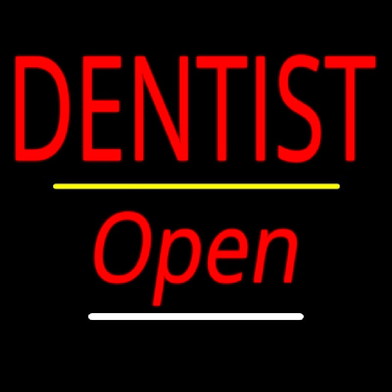 Custom Dentist Open Yellow Line Neon Sign USA