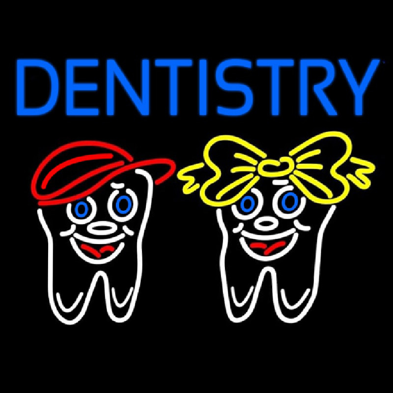 Custom Dentistry With Teeth Logo Neon Sign USA