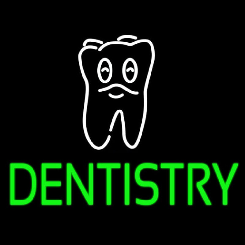 Custom Dentistry With Tooth Logo Neon Sign USA