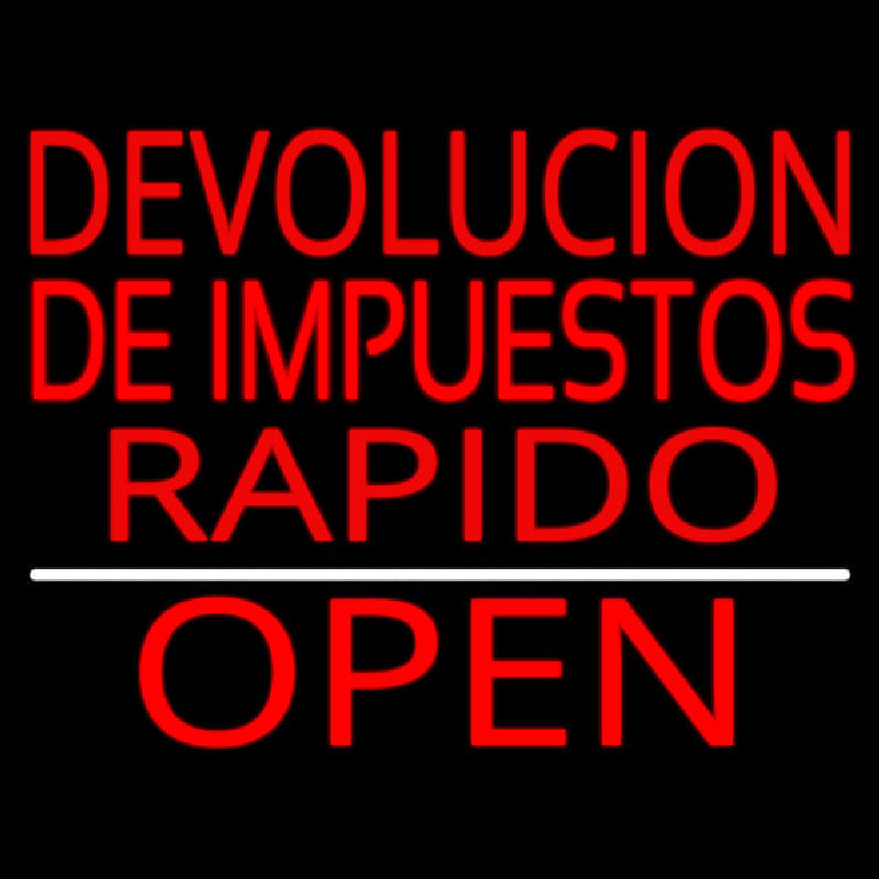 Custom Devolucion De Impuestos Rapido Open Neon Sign USA