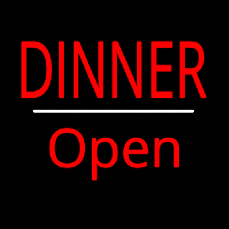 Custom Dinner Open White Line Neon Sign USA