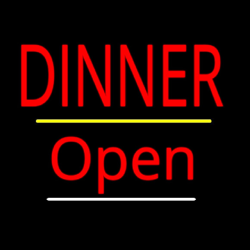 Custom Dinner Open Yellow Line Neon Sign USA