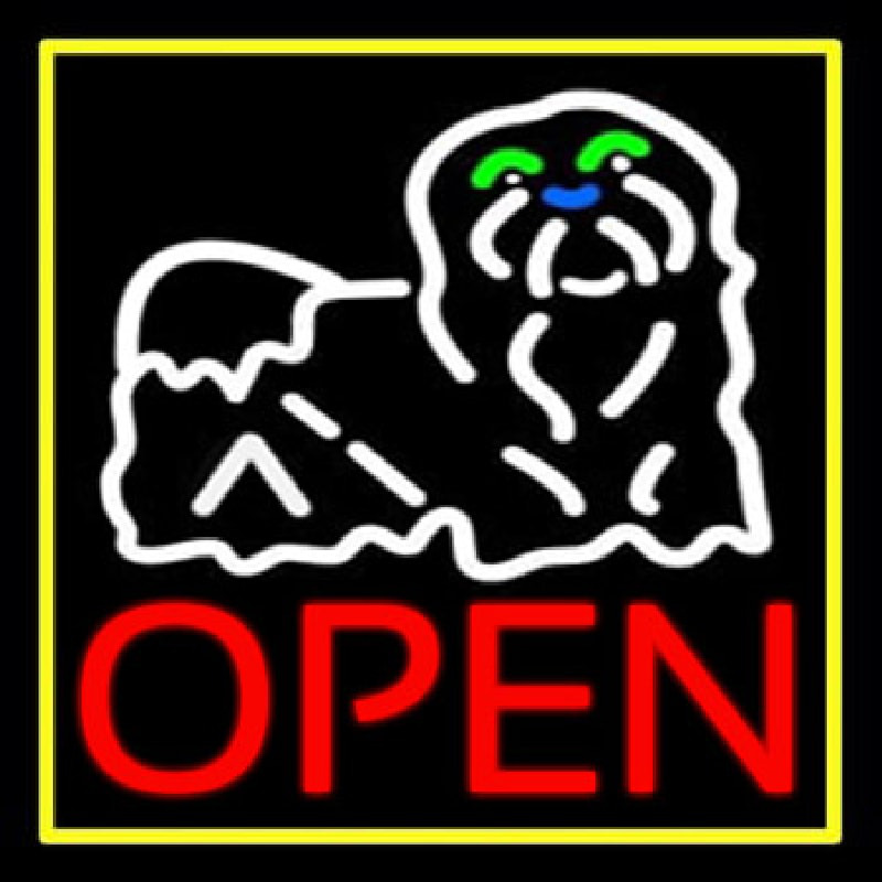 Custom Dog Red Open Neon Sign USA