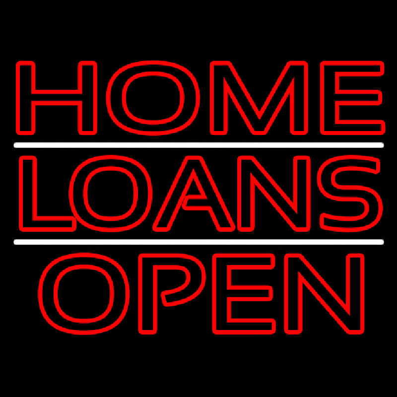 Custom Double Stroke Home Loans Open Neon Sign USA