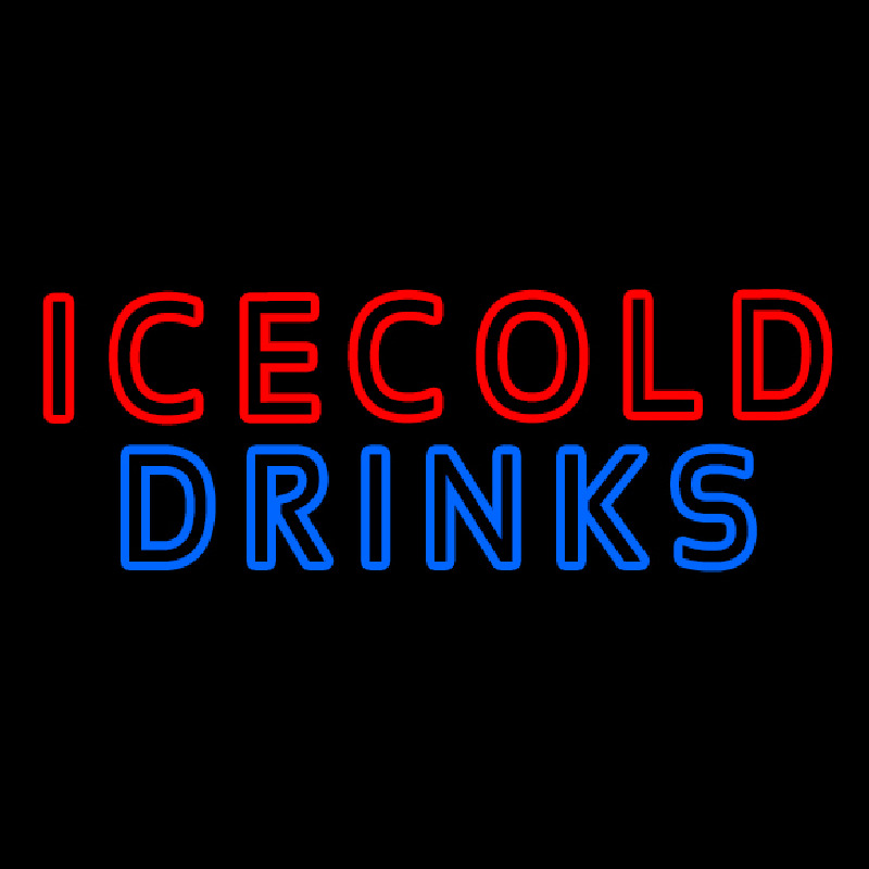 Custom Double Stroke Ice Cold Drinks Neon Sign USA