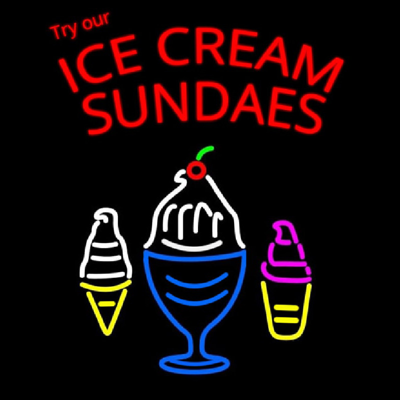 Custom Double Stroke Ice Cream Sundaes Neon Sign USA