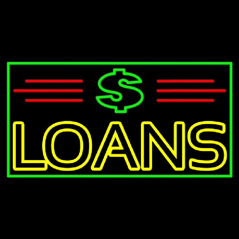 Custom Double Stroke Loans With Dollar Logo And Border And Lines Neon Sign USA